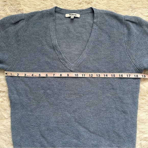 Madewell Sweater Alpaca-Blend Deep V-Neck Long Sleeve Hthr Blue Jeans M - Picture 10 of 12
